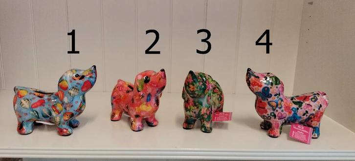 Pomme Pidou spaarpot teckel Filou - Opal - Julian, Verzamelen, Spaarpotten, Nieuw, Dier, Steen, Aardewerk of Keramiek, Ophalen of Verzenden