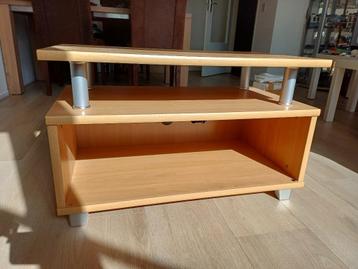 TV meubel compact met verdieping, lichtbruin beige en zilver beschikbaar voor biedingen