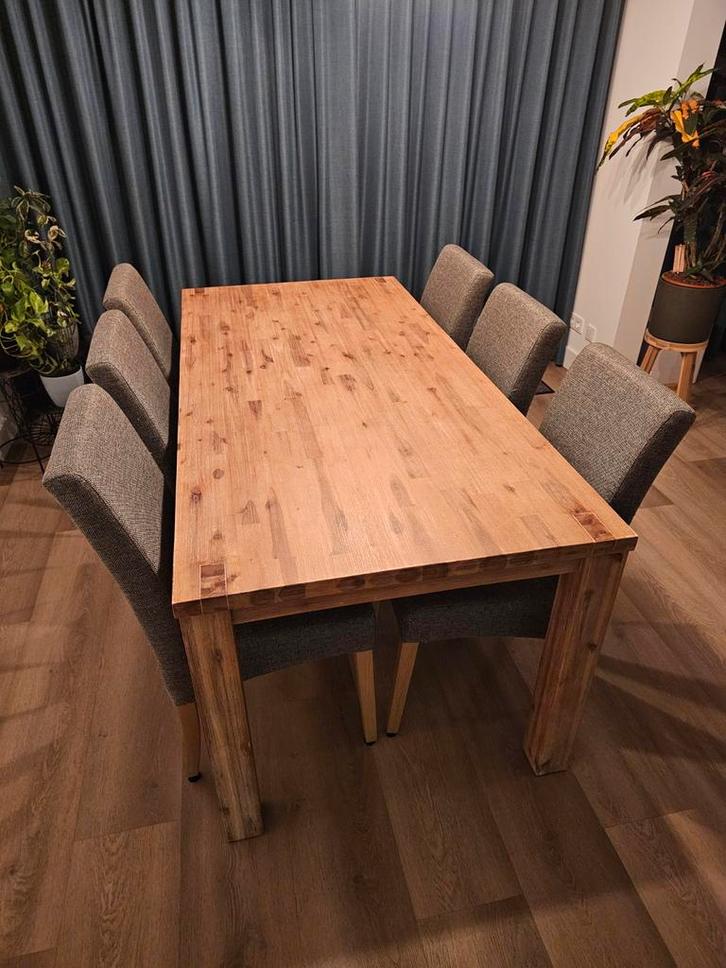 Eettafel met 6 stoelen, Huis en Inrichting, Tafels | Eettafels, Gebruikt, 100 tot 150 cm, 150 tot 200 cm, Vijf personen of meer