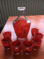 Glazen likeurset: karaf en 7 likeur- of shotglaasjes, Verzamelen, Glas en Borrelglaasjes, Ophalen of Verzenden, Borrel- of Shotglas