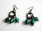 Prachtige vintage koperen oorbellen met groene Murano glas, Sieraden, Tassen en Uiterlijk, Oorbellen, Verzenden, Zo goed als nieuw