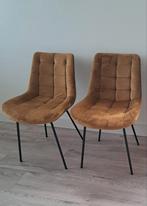2 Cognac Velvet Eetkamerstoelen Xenos - Nieuw, Twee, Bruin, Ophalen of Verzenden, Zo goed als nieuw
