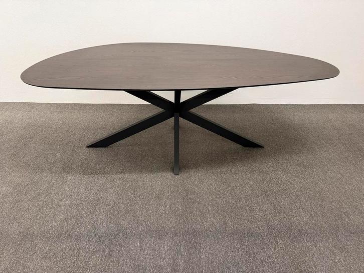 Organische eettafel HPL bruin eiken 220x120, Huis en Inrichting, Tafels | Eettafels, Zo goed als nieuw, 100 tot 150 cm, 200 cm of meer