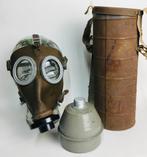 Belgisch militair Gasmasker L.702 originele koker 1939 WOII, Verzenden, Landmacht, Overige gebieden, Overige typen
