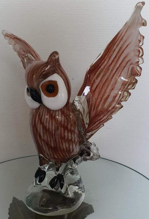 Beeld uil sculptuur met goud schilfers glitters, Antiek en Kunst, Kunst | Designobjecten, Ophalen of Verzenden