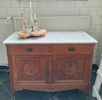 Brocante eiken houten commode met marmer blad, kast, Antiek en Kunst, Antiek | Meubels | Kasten, Ophalen