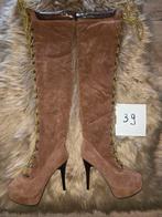 Suède high heels stilleto overknees plateau laarzen, Verzenden, Nieuw, Bruin, Hoge laarzen