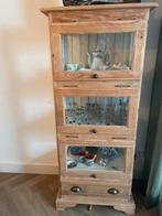 Vitrinekastje, blank hout/wit, 155x66x42cm, Huis en Inrichting, Kasten | Vitrinekasten, Ophalen, 25 tot 50 cm, 50 tot 100 cm, 150 tot 200 cm