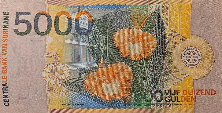 5.000 Gulden Suriname UNC, Postzegels en Munten, Bankbiljetten | Amerika, Zuid-Amerika, Ophalen of Verzenden