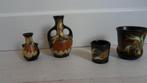 4x Gouds Plateel : 2x vaasje 1x sigaretten 1x luciferhouder, Antiek en Kunst, Antiek | Keramiek en Aardewerk, Ophalen of Verzenden
