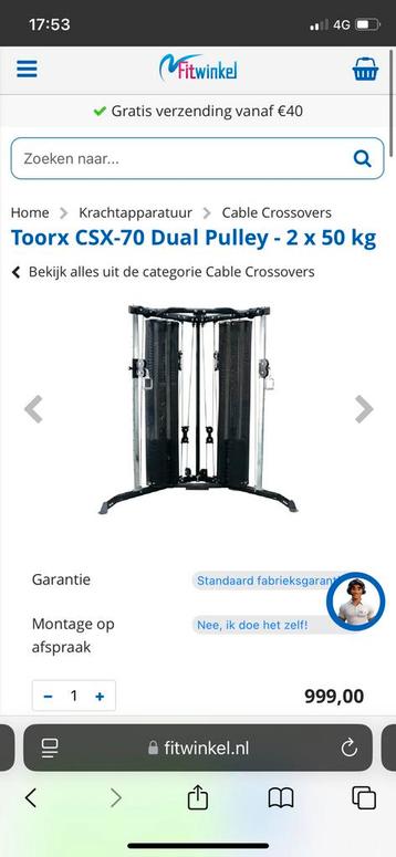 Toorx CSX-70 Dual Pulley cable crossover beschikbaar voor biedingen