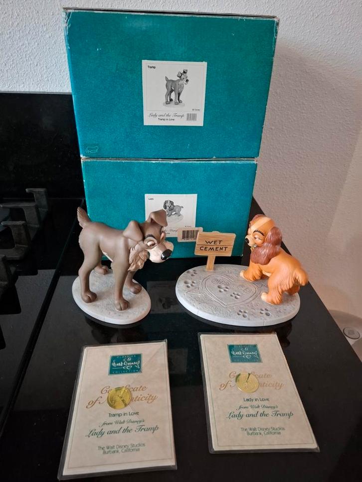 Wdcc set Disney lady and the tramp lady en de vagebond, Verzamelen, Disney, Zo goed als nieuw, Beeldje of Figuurtje, Ophalen