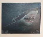 Acrylic Hand Painted white shark Painting On Canvas 40x50cm, Ophalen of Verzenden