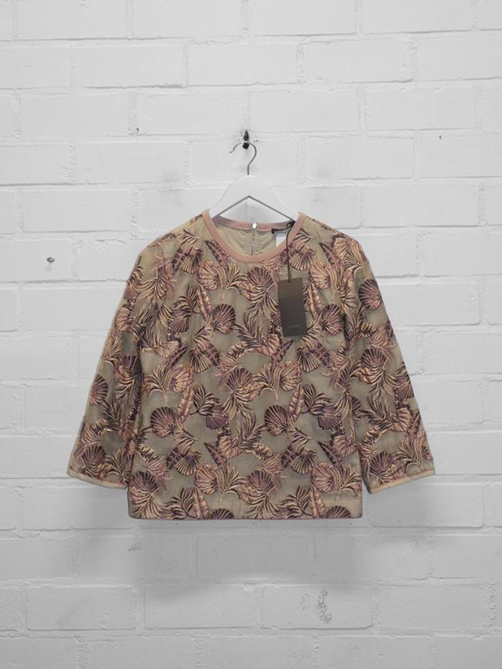 Odeeh - Prachtige top luxe stof maat 36 - Nieuw €599, Kleding | Dames, Tops, Nieuw, Maat 36 (S), Beige, Korte mouw, Ophalen of Verzenden