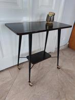 Vintage trolley side table jaren 60 zwart bruin bijzettafel, Ophalen, Huis en Inrichting