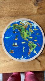 Wereldbol puzzel, 2-zijdig van hout, Kinderen en Baby's, Speelgoed | Kinderpuzzels, 10 tot 50 stukjes, Ophalen of Verzenden, Zo goed als nieuw