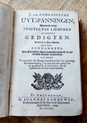 1743 J.van Lodensteyns stichtelijke liederen en gedichten beschikbaar voor biedingen
