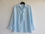 Erfo Jeunesse lichtblauwe chique nette blouse met ruches 38, Kleding | Dames, Maat 38/40 (M), Blauw, Ophalen of Verzenden, Zo goed als nieuw