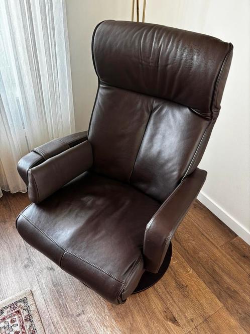 Prominent leren elektrische relax fauteuil, Huis en Inrichting, Fauteuils, Gebruikt, Leer, 50 tot 75 cm, 75 tot 100 cm, Ophalen