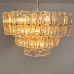 XL ijsglas kroonluchter design Kalmar mid century vintage, Ophalen of Verzenden, Gebruikt, Glas