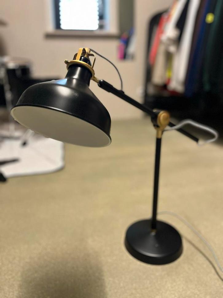 Bureaulamp Zwart met Goud - Prachtige Details!, Huis en Inrichting, Lampen | Tafellampen, Zo goed als nieuw, Metaal, Ophalen of Verzenden