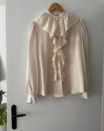 Elegante Crème Blouse met Franjes beschikbaar voor biedingen