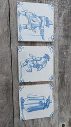 3 antieke tegels, 13,5x13,5x0,5 cm, Ophalen of Verzenden
