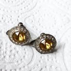 vrij oude vintage schroef oorbellen met citrien? en strass, Met kristal, Overige materialen, Gebruikt, Verzenden