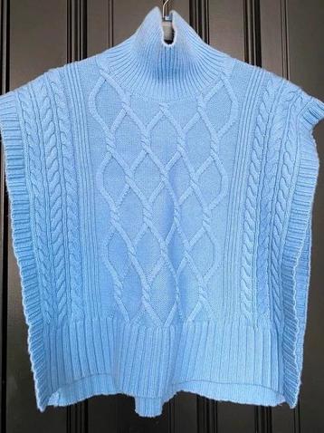 Arket 65%Wol lichtblauwe Poncho Stijl Turtleneck Vest Trui beschikbaar voor biedingen