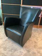 Zwart lederen fauteuil merk JESS, Gebruikt, Metaal, 75 tot 100 cm, Ophalen