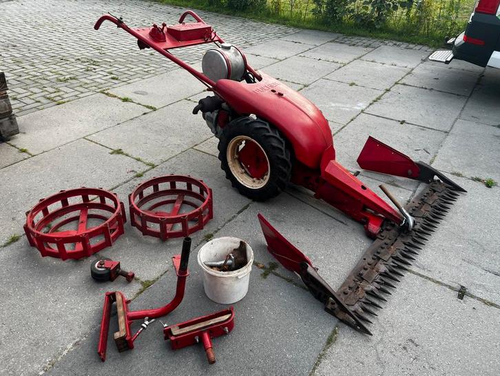 Bucher maaibalk uit 1957, Tuin en Terras, Grasmaaiers, Gebruikt, Benzine-grasmaaier, 50 cm of meer, Balkmaaier, Versnellingen