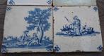 18 de eeuw Bodemvondst Tegel Wandtegel Delftse Delft 4 Stuks, Antiek en Kunst, Ophalen of Verzenden