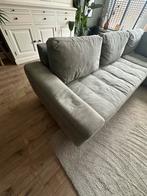 Lichtgroene hoekbank - Gebruikt, maar prima voor schuur/kant, 250 tot 300 cm, Gebruikt, Hoekbank, 75 tot 100 cm