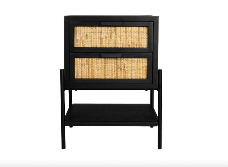 Dutchbone Yasu Nachtkastje - Zwart | Van €299, nu, Huis en Inrichting, Slaapkamer | Nachtkastjes, Nieuw, Minder dan 45 cm, Hout