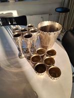 art deco verzilverde wijnkoeler 6 champagne & 6 wijnbokalen, Antiek en Kunst, Ophalen of Verzenden