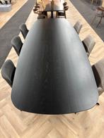 Deens ovale eiken eettafel – zwart gelakt 300x110cm, Ophalen, 200 cm of meer, 50 tot 100 cm, Zo goed als nieuw