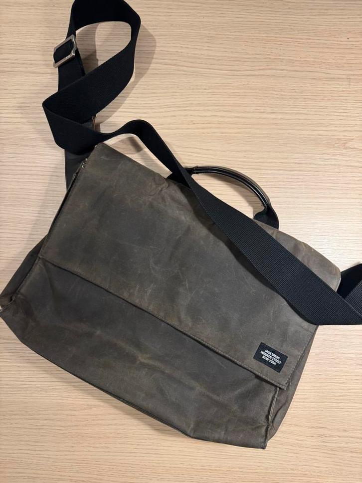 Jack Spade Waxed Cotton Schoudertas, Sieraden, Tassen en Uiterlijk, Tassen | Schoudertassen, Gebruikt, Overige merken, Bruin, Ophalen