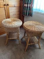 Rotan bijzettafel x2, Huis en Inrichting, Tafels | Bijzettafels, Minder dan 55 cm, Rond, Zo goed als nieuw, Ophalen