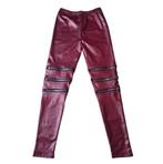 Rode legging met ritsen broek sexy dames vrouwen stretch, Maat 38/40 (M), Verzenden, Nieuw, Lang