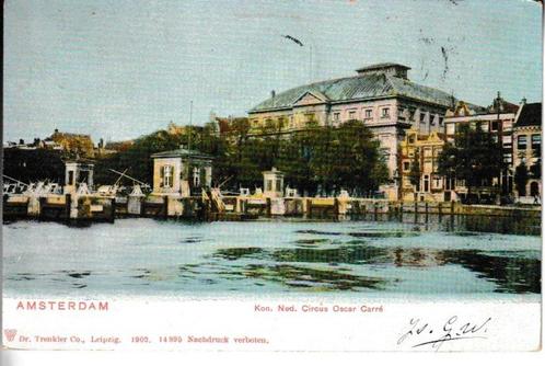 AMSTERDAM - KON. NED. CIRCUS OSCAR CARRÉ, Verzamelen, Ansichtkaarten | Nederland, Gelopen, Noord-Holland, Voor 1920, Ophalen of Verzenden