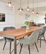 Teak houten eettafel, Ophalen, 100 tot 150 cm, Zo goed als nieuw, Metaal