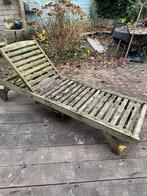 Teak houten ligbed - kan nog een ronde mee!, Ophalen of Verzenden, Gebruikt, Teakhout, Verstelbaar