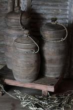 Voorraadpotten set, houten potten, Nepelese pot, Nieuw, Ophalen of Verzenden, Stoer sober landelijk Hoffz Aura Peeperkorn