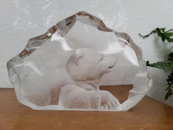 Mats Jonasson Sweden loodkristal glas sculptuur ijsbeer, Antiek en Kunst, Antiek | Glas en Kristal, Ophalen of Verzenden