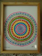 Curiosa mandala aquarel tekening schilderijtje C. Wal 16x21, Ophalen of Verzenden