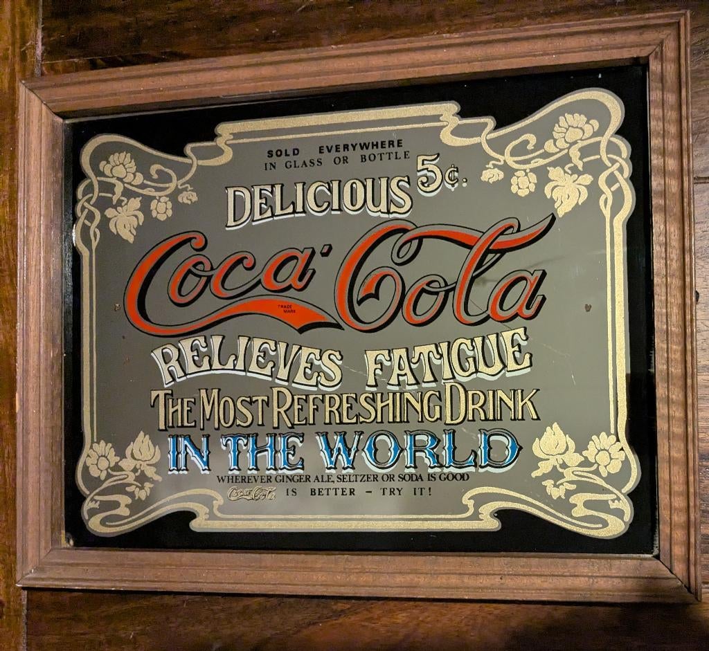 Coca Cola Spiegel, Antiek en Kunst, Antiek | Spiegels, Ophalen of Verzenden, Rechthoekig, Minder dan 50 cm