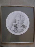 Zelfportret in potlood van schilder Karel Moers, 1988, Ophalen of Verzenden