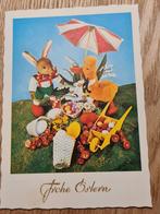 Paashaas en eendje met kruiwagen paaseieren en bloemen, Verzamelen, Ansichtkaarten | Themakaarten, Verzenden, Ongelopen