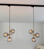 2x hanglamp goud Zimite van Kwantum met 3 glazen bollen, Ophalen, Zo goed als nieuw, Glas, Minder dan 50 cm