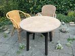 Tuintafel, rond, demonteerbaar, kunststof, hardhout, Tuin en Terras, Tuintafels, Ophalen, Gebruikt, Rond, Kunststof